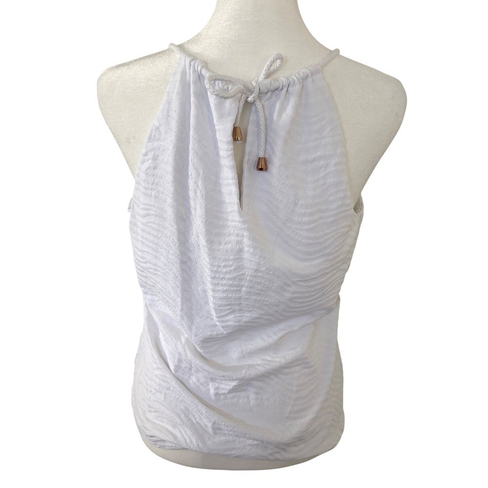 J.McLaughlin Womens White Textured Halter Top Rope Tie Shelf Bra Size M‎ USA - Picture 3 of 13